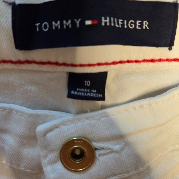 NWT- Tommy Hilfiger White Denim Shorts Cuffed Cotton Stretch Casual WOMENS SZ 10 - Picture 5 of 8